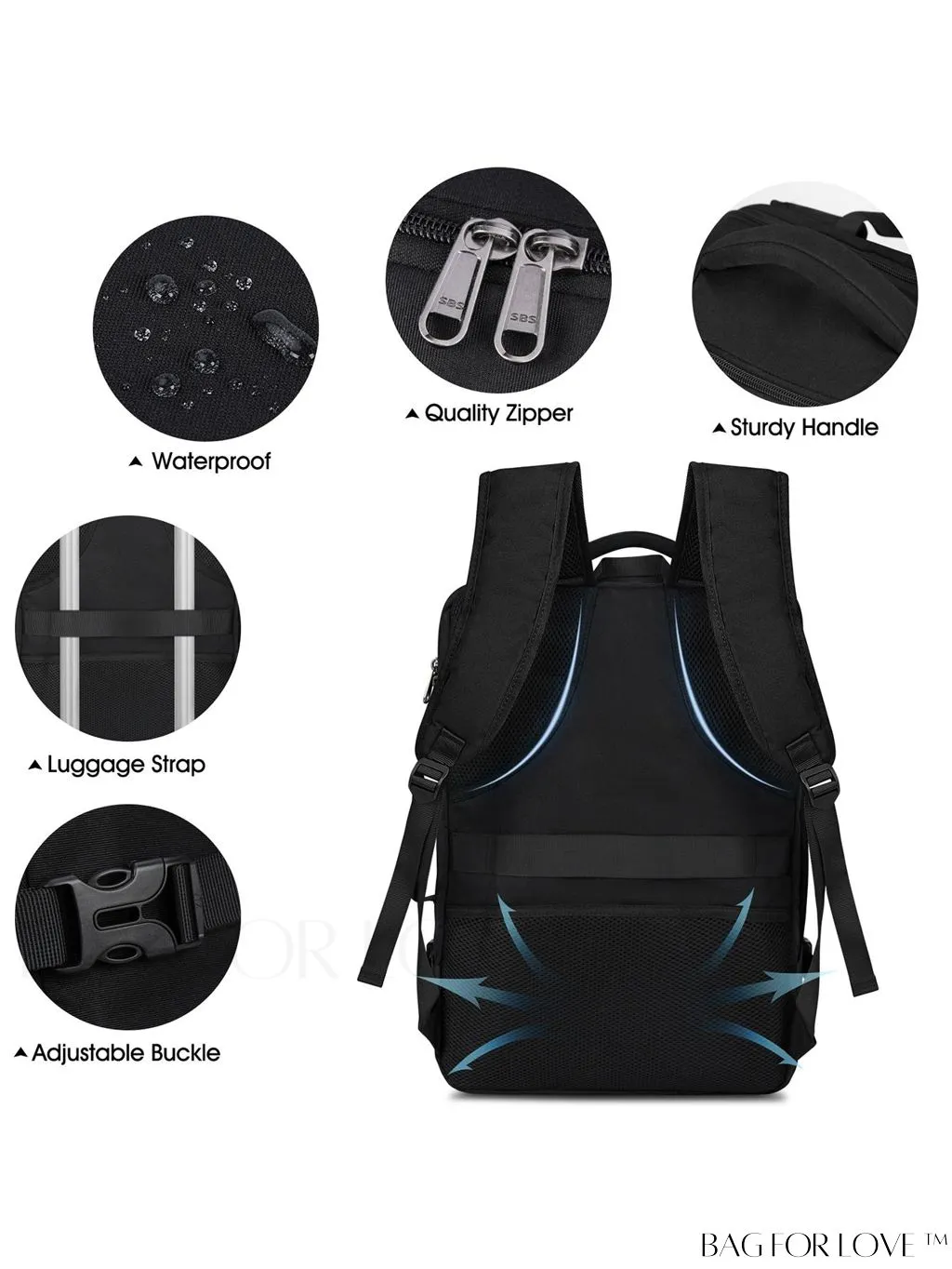 BagForLove - Flight Approved 17-inch Travel Backpack for Men and Women, Waterproof and Spacious, Perfect for Business and College