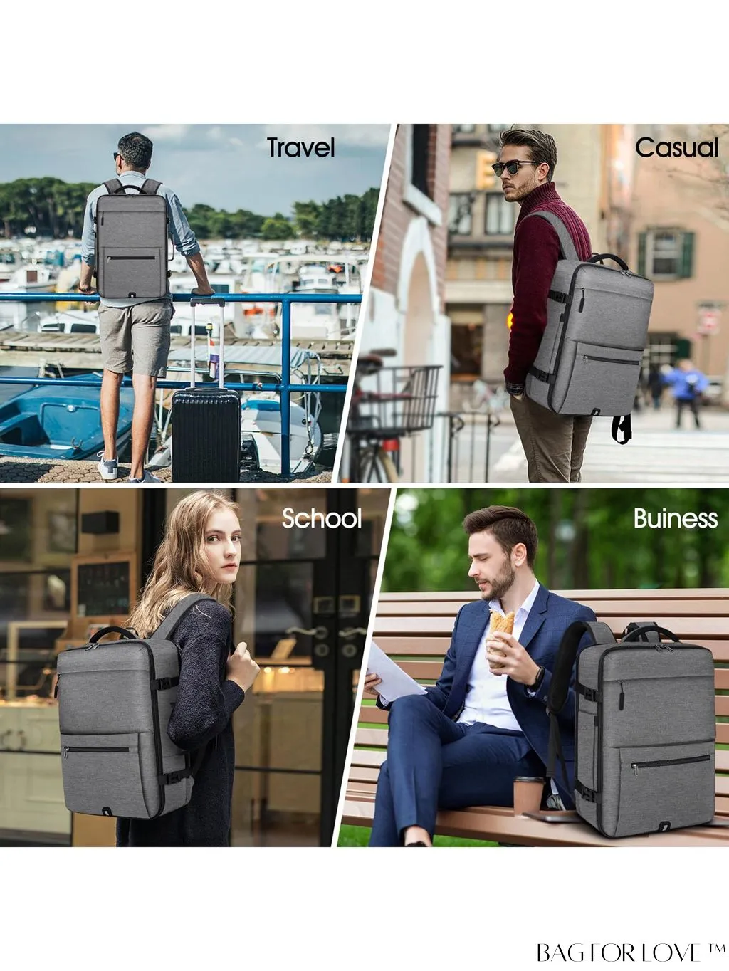 BagForLove - Flight Approved 17-inch Travel Backpack for Men and Women, Waterproof and Spacious, Perfect for Business and College