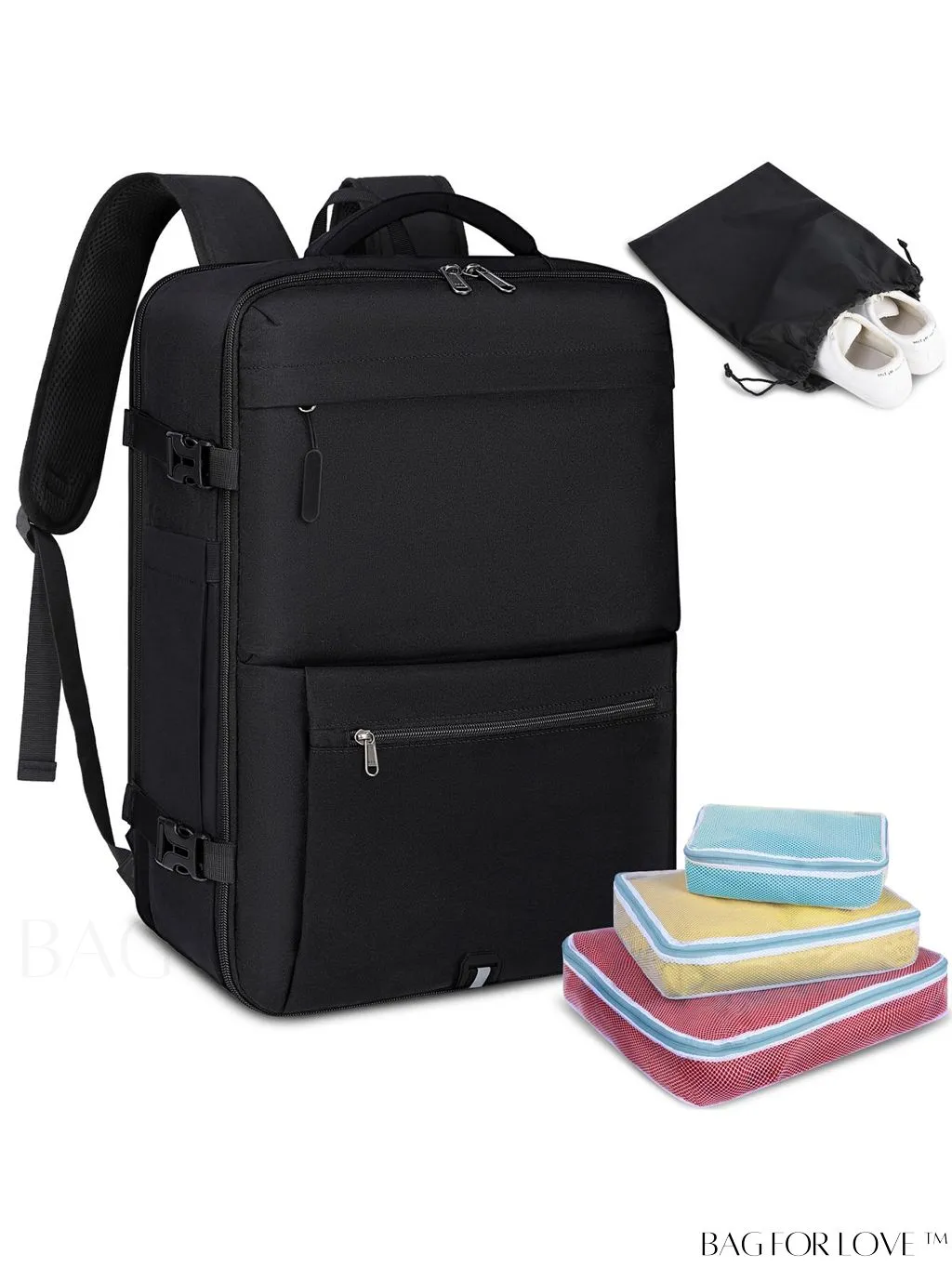 BagForLove - Flight Approved 17-inch Travel Backpack for Men and Women, Waterproof and Spacious, Perfect for Business and College