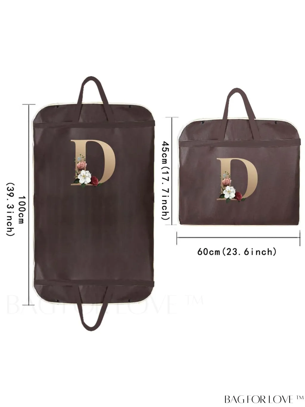 BagForLove - Gold Initial Name Print Wedding Dress Storage Bag - Wardrobe Organizer, Dust-Proof Travel Tote
