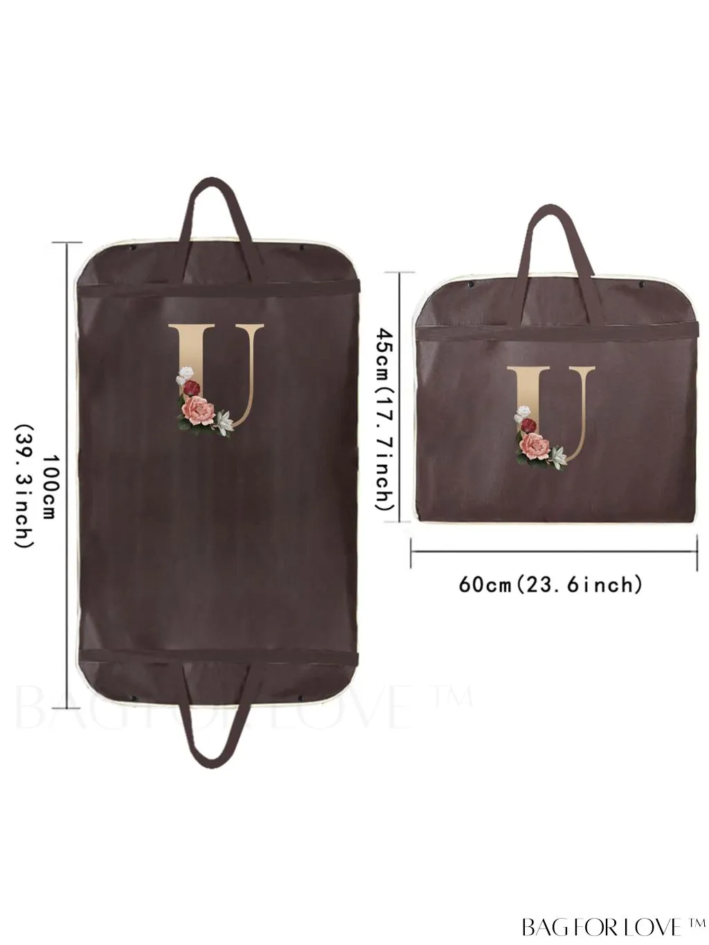 BagForLove - Gold Initial Name Print Wedding Dress Storage Bag - Wardrobe Organizer, Dust-Proof Travel Tote