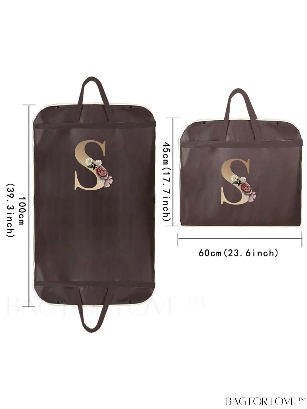 BagForLove - Gold Initial Name Print Wedding Dress Storage Bag - Wardrobe Organizer, Dust-Proof Travel Tote