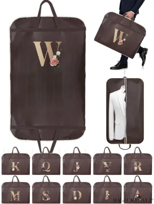 BagForLove - Gold Letter Initial Print Wedding Dress Garment Bag - Travel Tote for Dust-Proof Storage