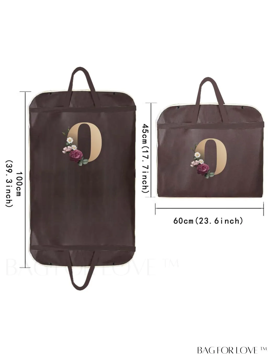BagForLove - Gold Letter Initial Print Wedding Dress Garment Bag - Travel Tote for Dust-Proof Storage