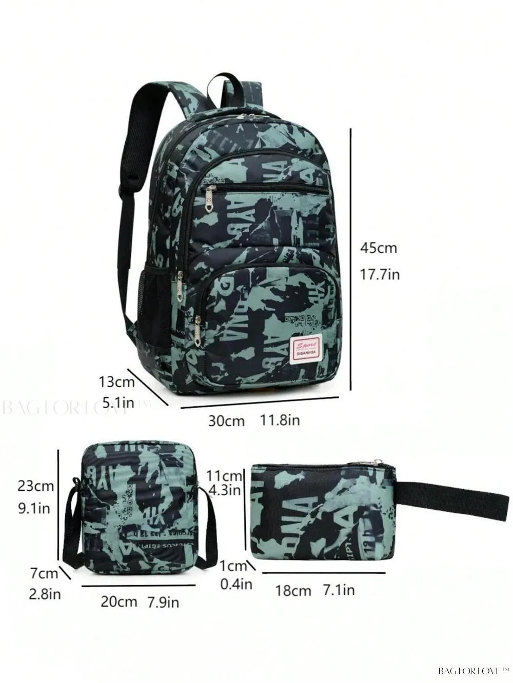 BagForLove - Graffiti Pattern Backpack Includes Laptop Bag And Coin Purse