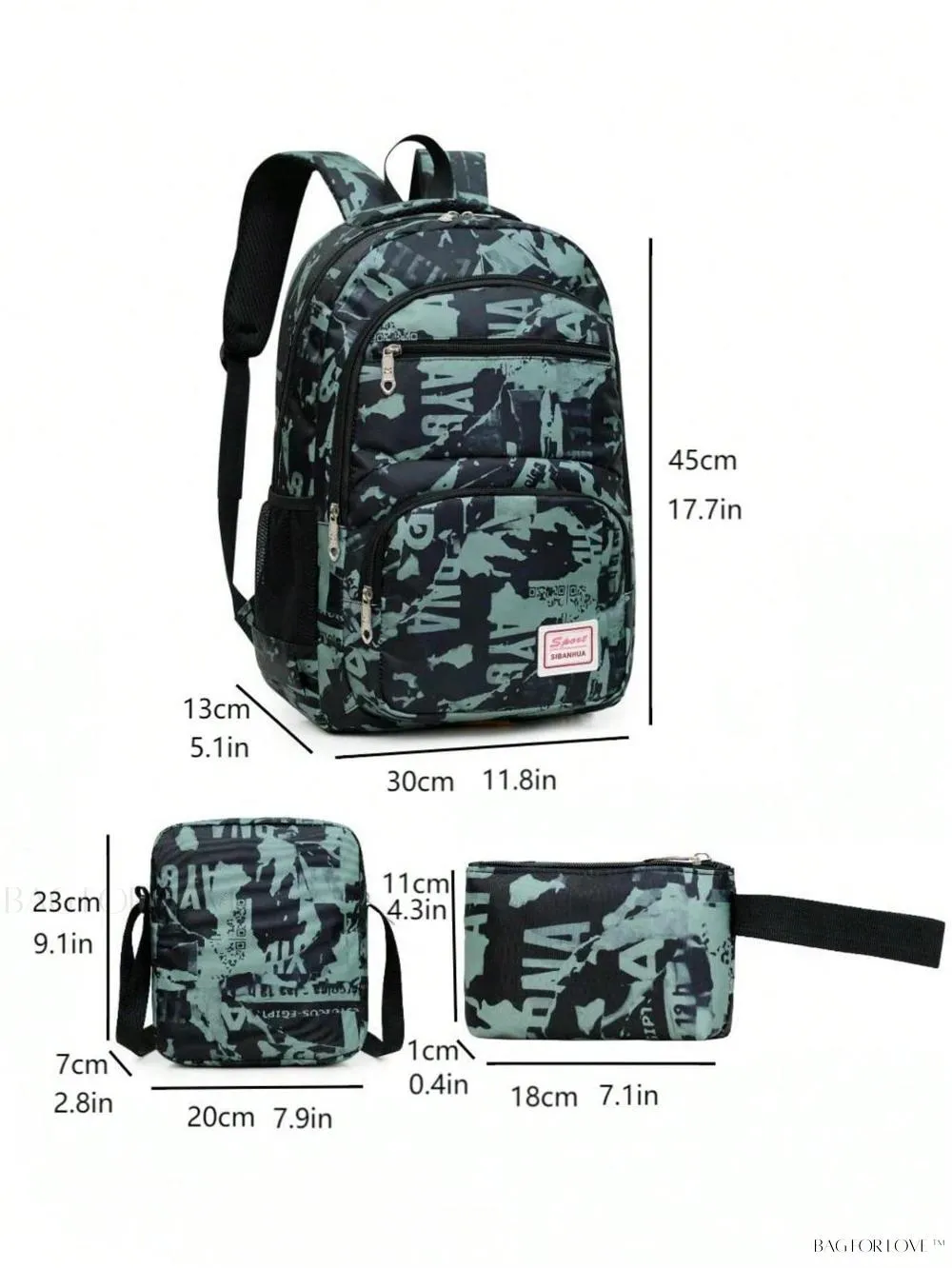BagForLove - Graffiti Pattern Backpack Includes Laptop Bag And Coin Purse
