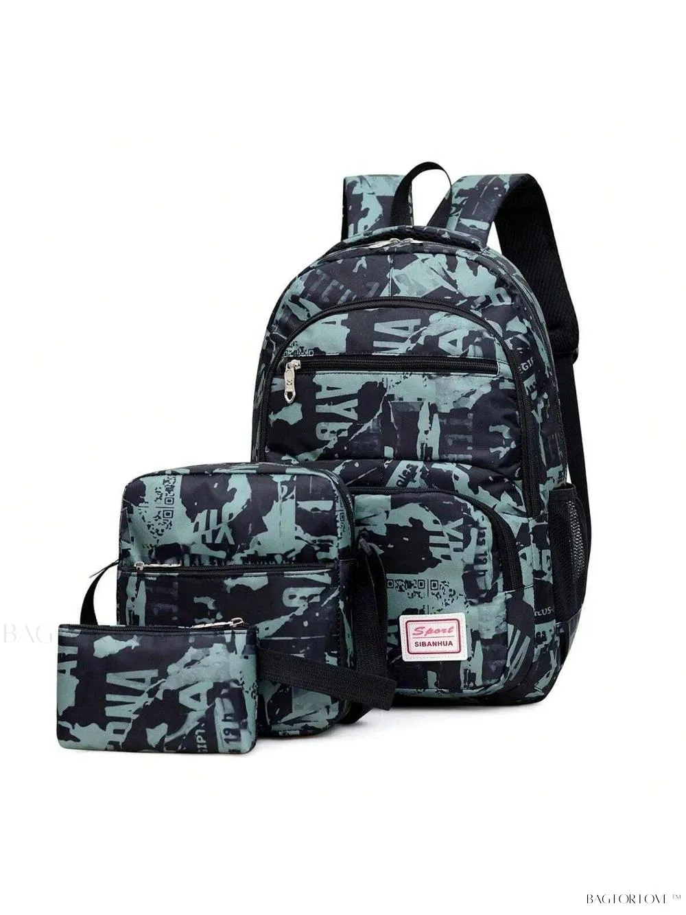 BagForLove - Graffiti Pattern Backpack Includes Laptop Bag And Coin Purse