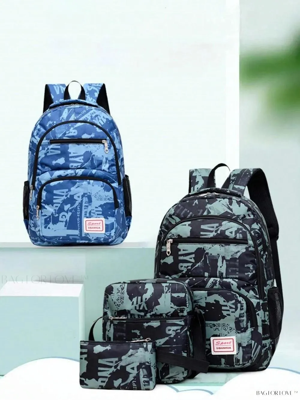 BagForLove - Graffiti Pattern Backpack Includes Laptop Bag And Coin Purse