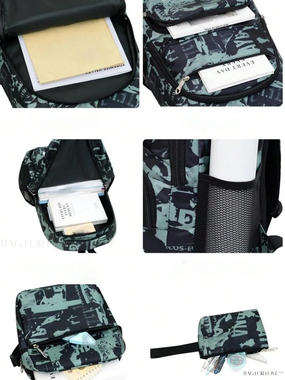 BagForLove - Graffiti Pattern Backpack Includes Laptop Bag And Coin Purse