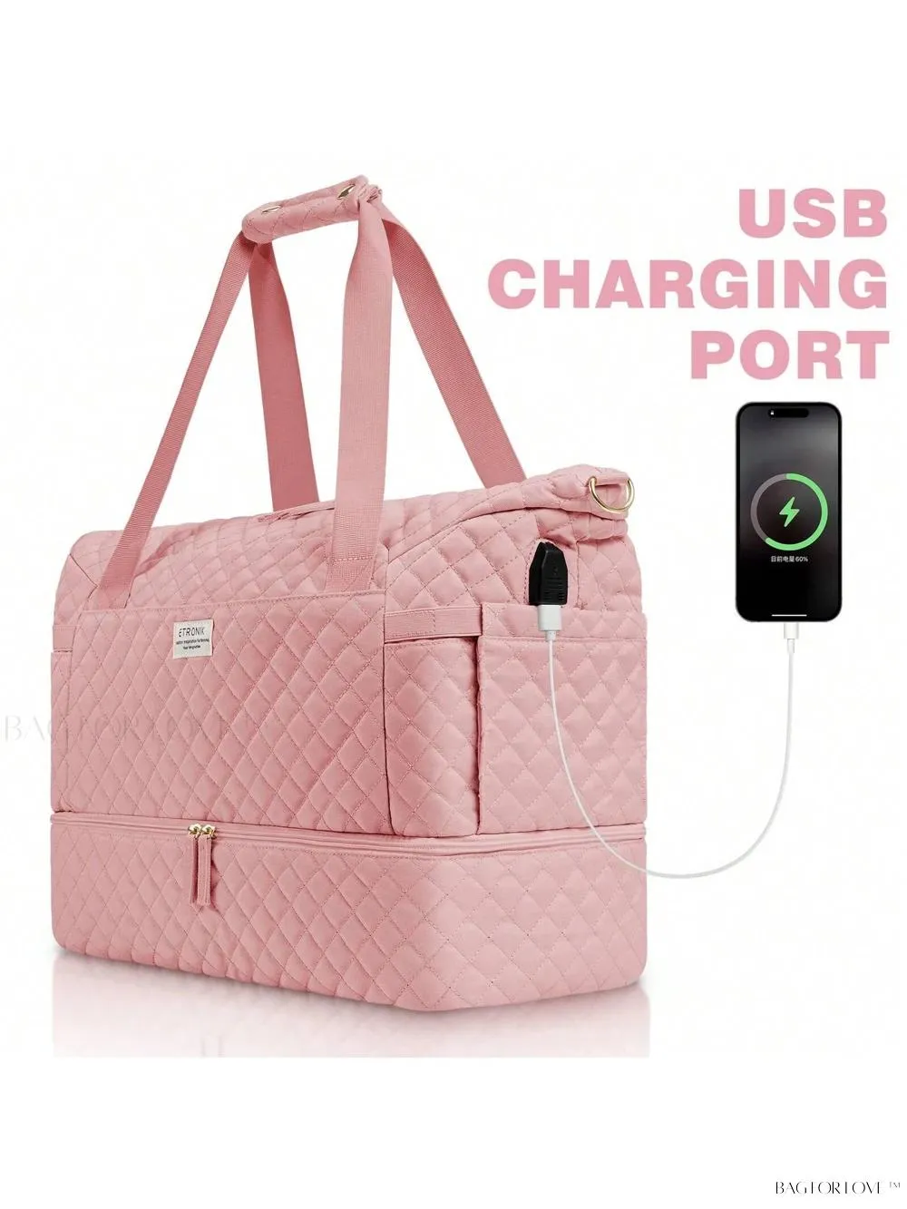 BagForLove - Gym Duffel Bag for Her with Shoe Storage and Wet Pocket