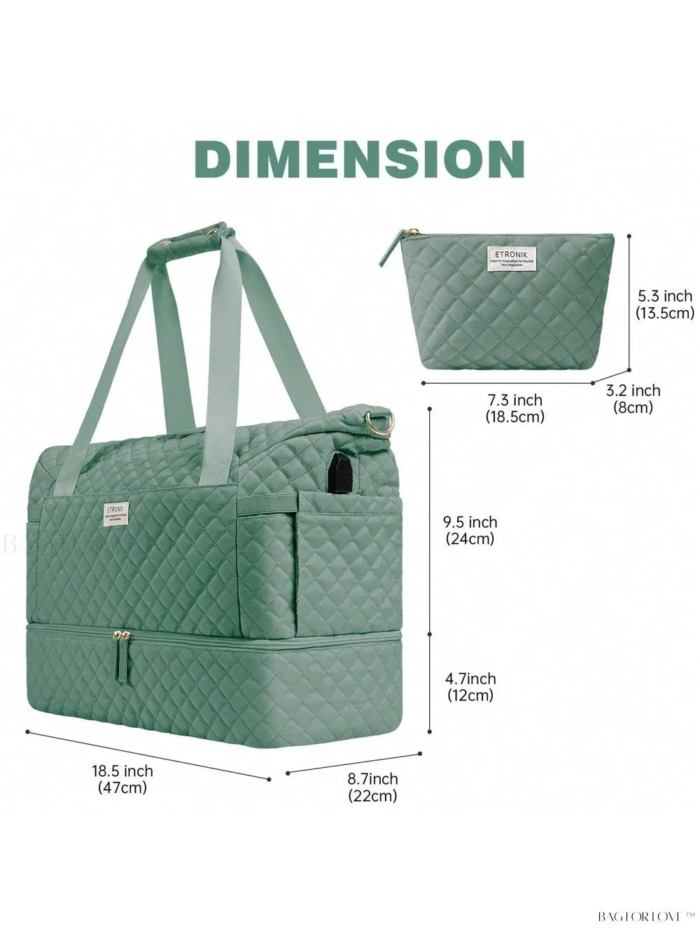 BagForLove - Gym Duffel Bag for Her with Shoe Storage and Wet Pocket