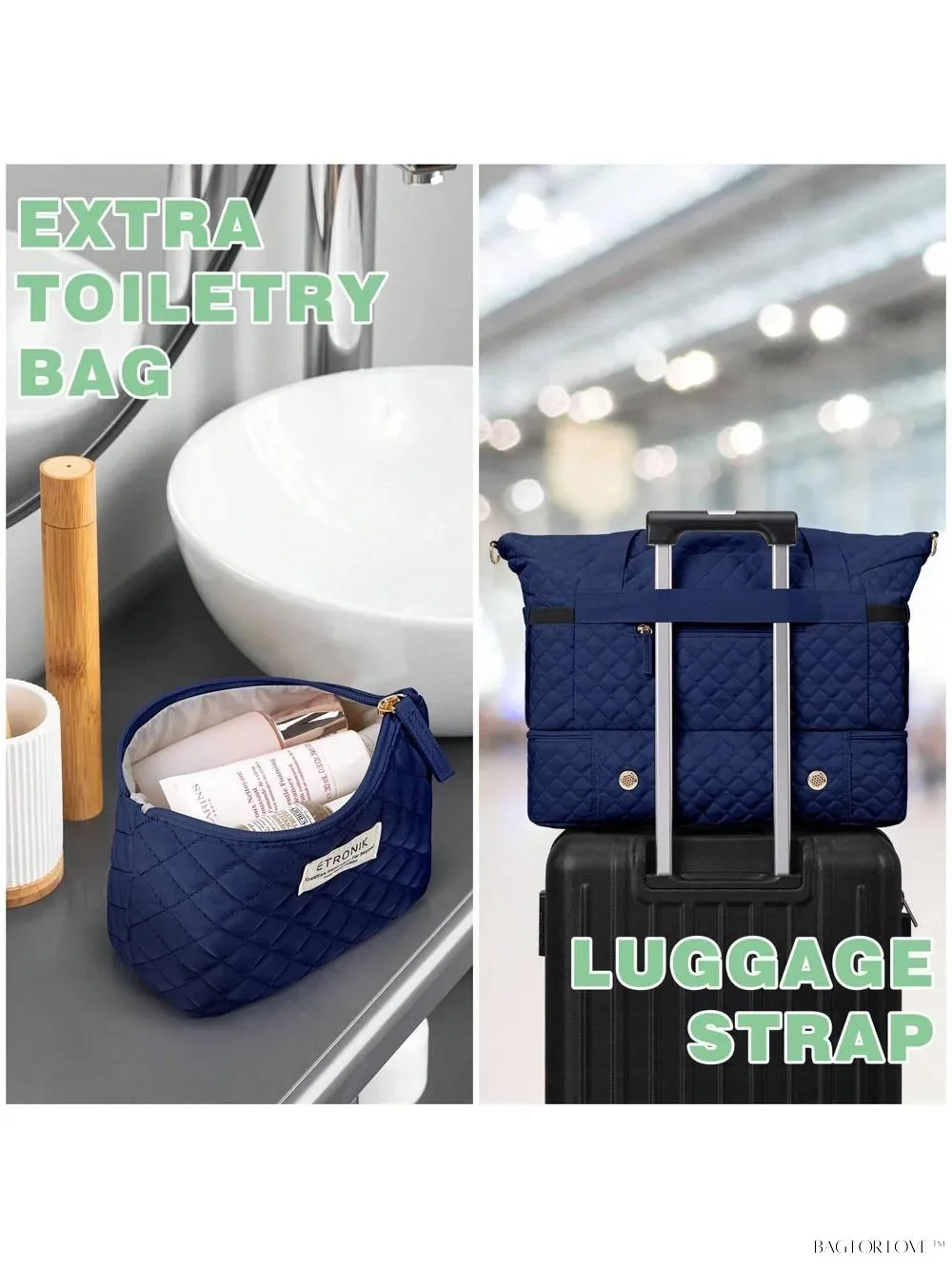 BagForLove - Gym Duffel Bag for Her with Shoe Storage and Wet Pocket