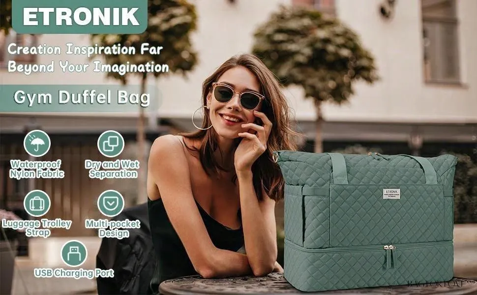 BagForLove - Gym Duffel Bag for Her with Shoe Storage and Wet Pocket