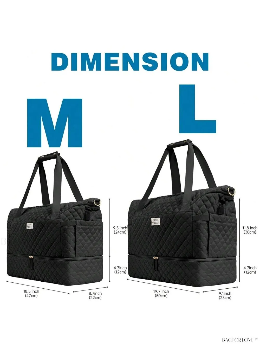 BagForLove - Gym Duffel Bag for Her with Shoe Storage and Wet Pocket