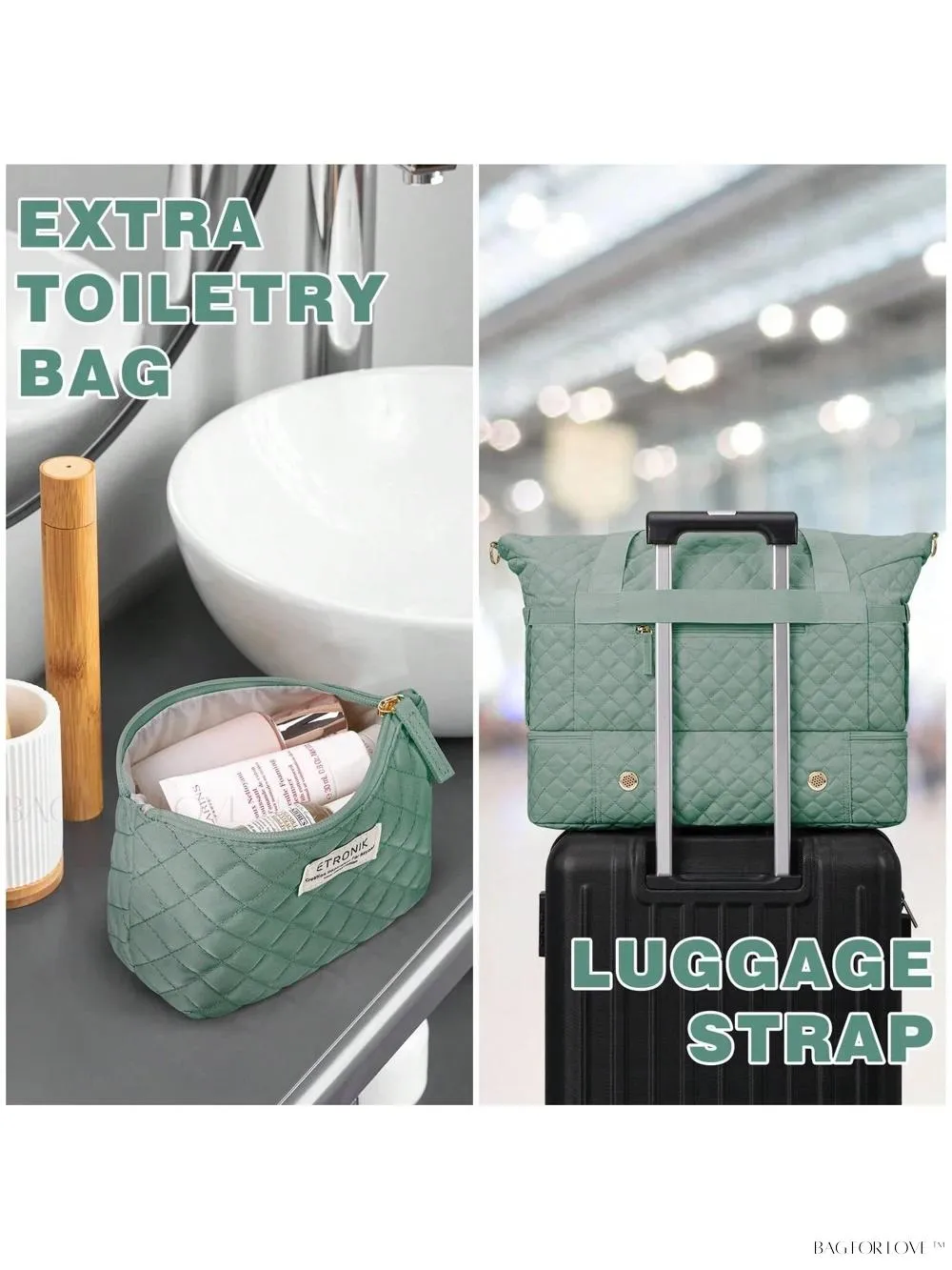 BagForLove - Gym Duffel Bag for Her with Shoe Storage and Wet Pocket