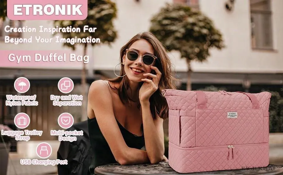 BagForLove - Gym Duffel Bag for Her with Shoe Storage and Wet Pocket