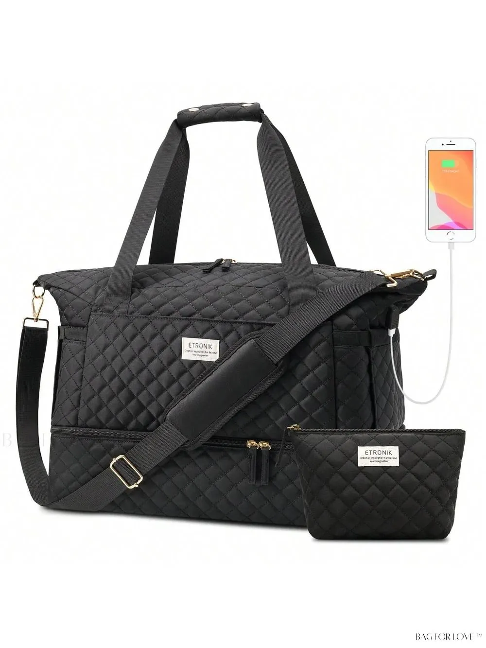 BagForLove - Gym Duffel Bag for Her with Shoe Storage and Wet Pocket