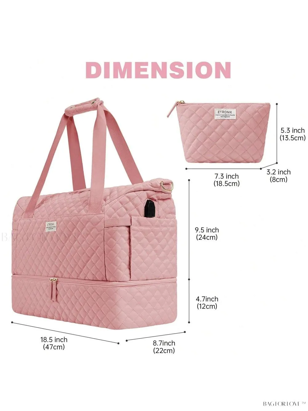 BagForLove - Gym Duffel Bag for Her with Shoe Storage and Wet Pocket
