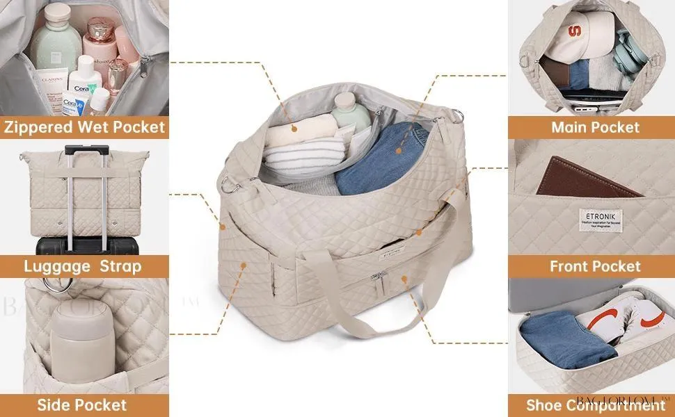 BagForLove - Gym Duffel Bag for Her with Shoe Storage and Wet Pocket