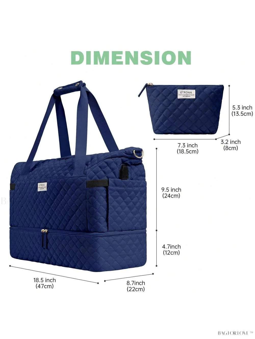BagForLove - Gym Duffel Bag for Her with Shoe Storage and Wet Pocket