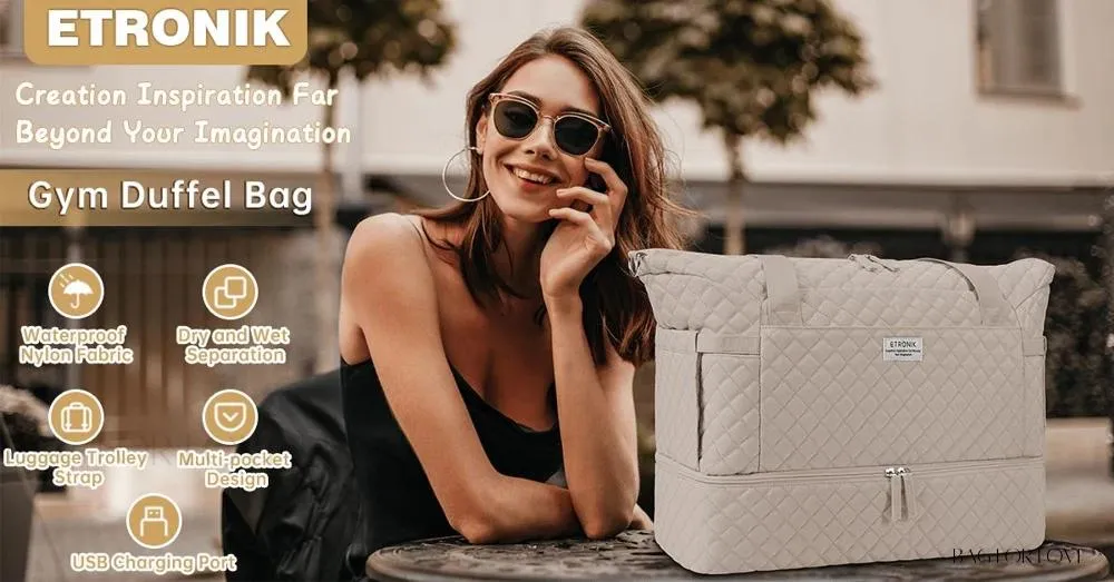 BagForLove - Gym Duffel Bag for Her with Shoe Storage and Wet Pocket