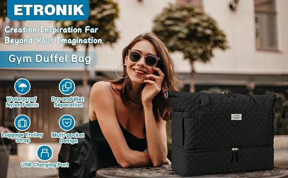 BagForLove - Gym Duffel Bag for Her with Shoe Storage and Wet Pocket