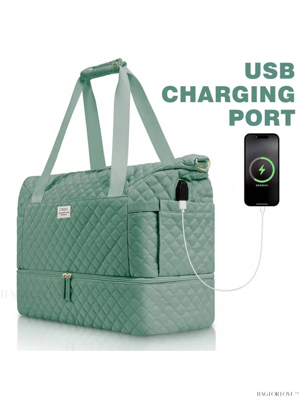 BagForLove - Gym Duffel Bag for Her with Shoe Storage and Wet Pocket