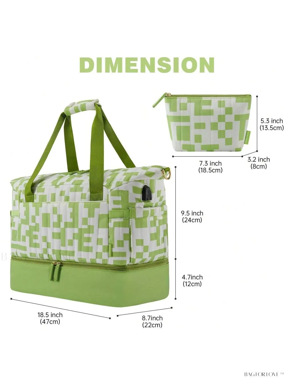 BagForLove - Gym Duffel Bag for Her with Shoe Storage and Wet Pocket