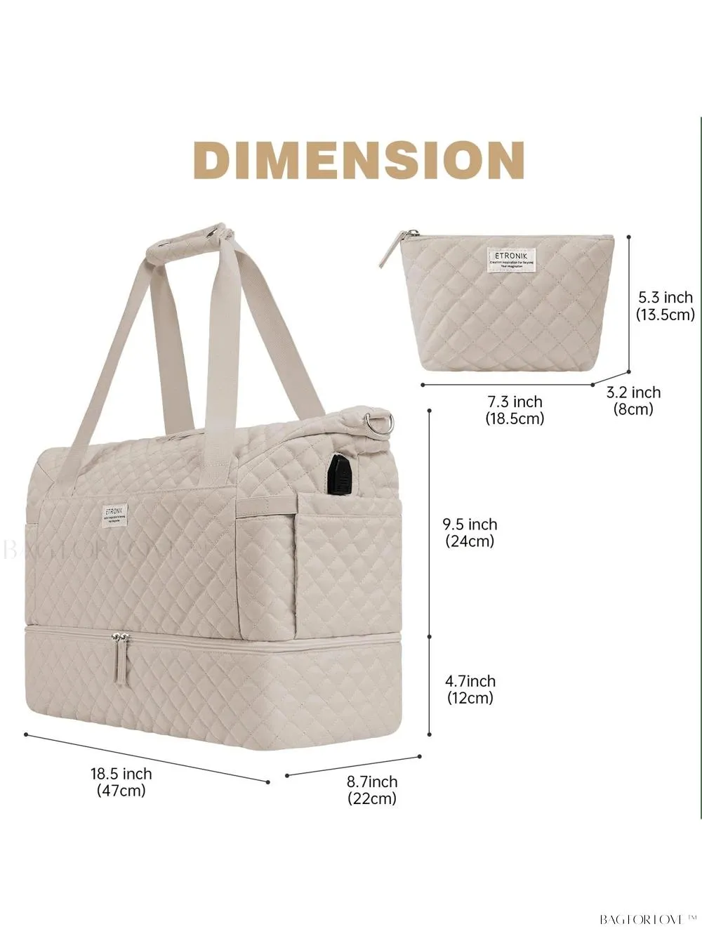 BagForLove - Gym Duffel Bag for Her with Shoe Storage and Wet Pocket
