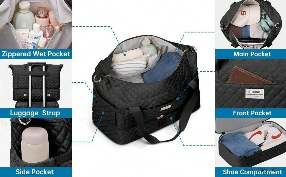 BagForLove - Gym Duffel Bag for Her with Shoe Storage and Wet Pocket