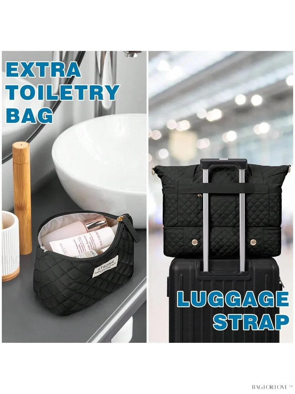 BagForLove - Gym Duffel Bag for Her with Shoe Storage and Wet Pocket