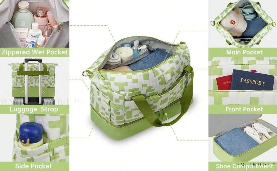 BagForLove - Gym Duffel Bag for Her with Shoe Storage and Wet Pocket