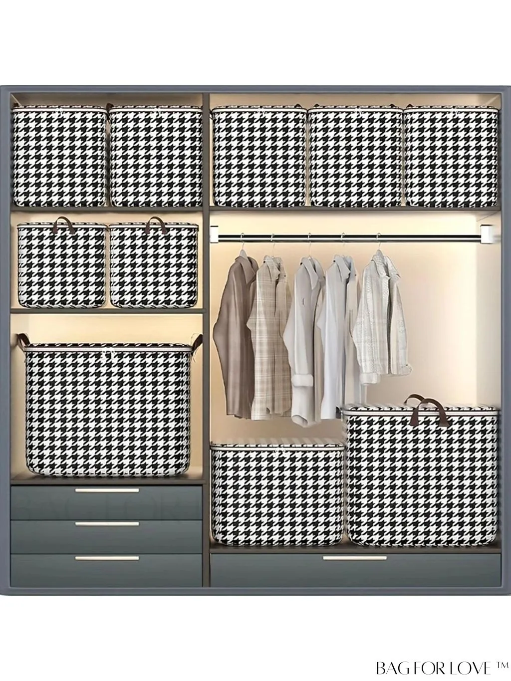 BagForLove - Houndstooth Waterproof Storage Bag: Stylish & Dust-Proof Solution for Household Organization