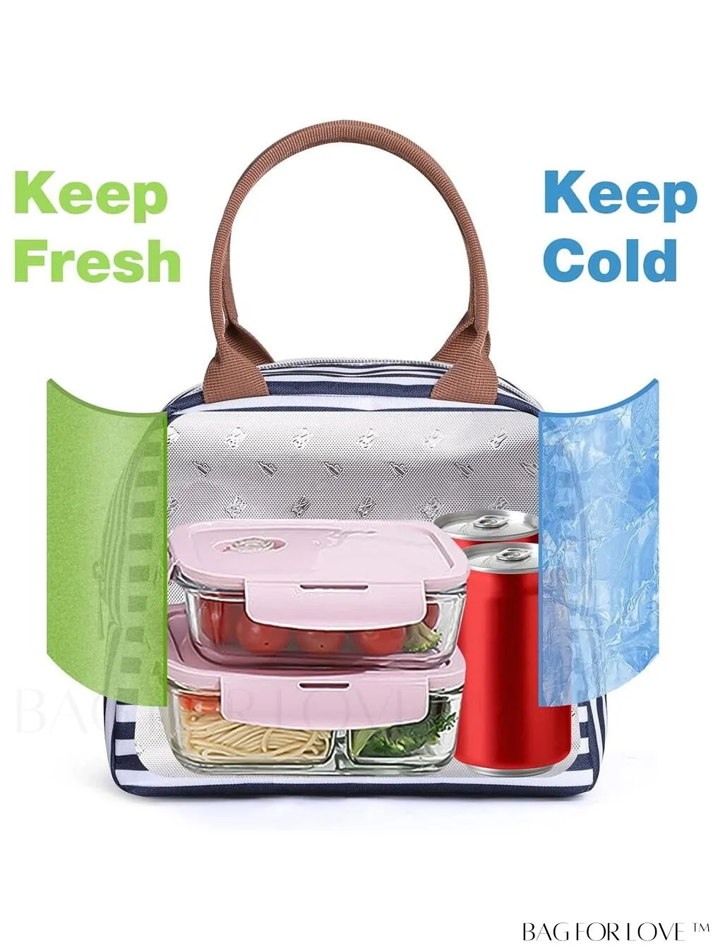 BagForLove - Lekesky Insulated Lunch Bag for Women & Men | Leakproof Lunchbox, 9-can Capacity | Blue & White