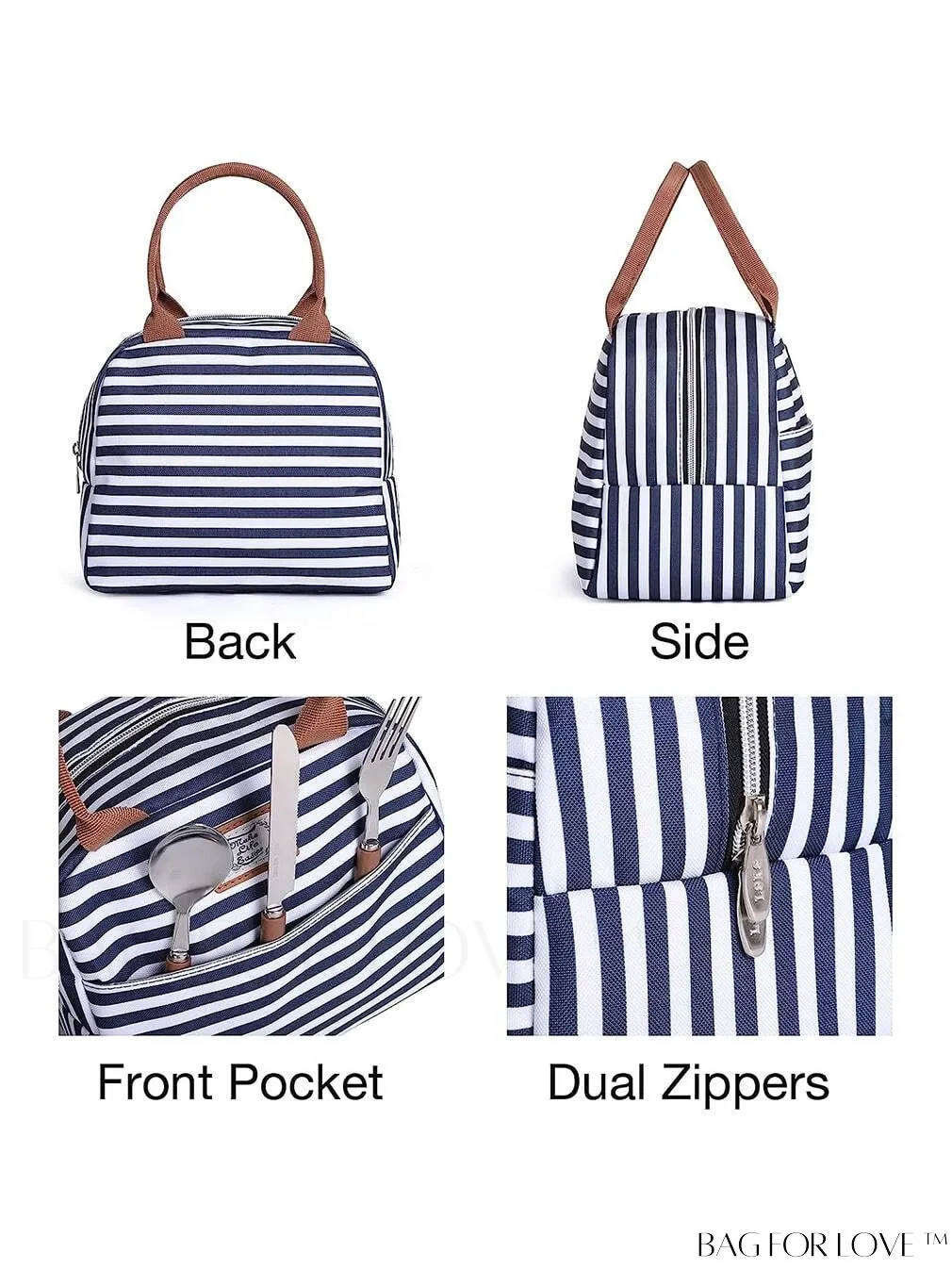 BagForLove - Lekesky Insulated Lunch Bag for Women & Men | Leakproof Lunchbox, 9-can Capacity | Blue & White