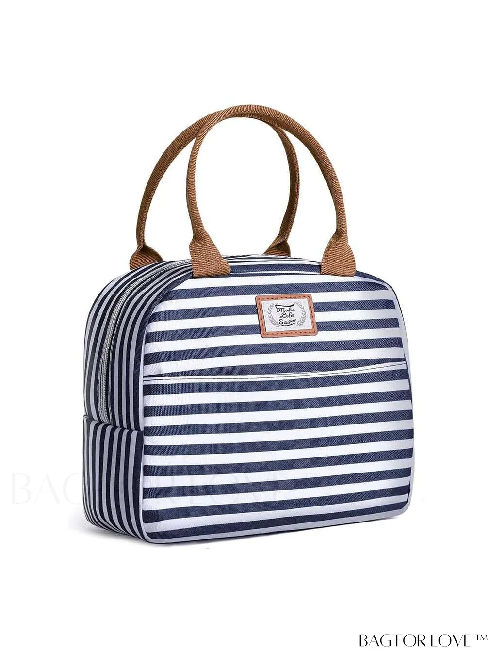 BagForLove - Lekesky Insulated Lunch Bag for Women & Men | Leakproof Lunchbox, 9-can Capacity | Blue & White