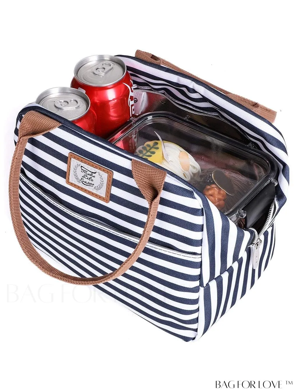 BagForLove - Lekesky Insulated Lunch Bag for Women & Men | Leakproof Lunchbox, 9-can Capacity | Blue & White
