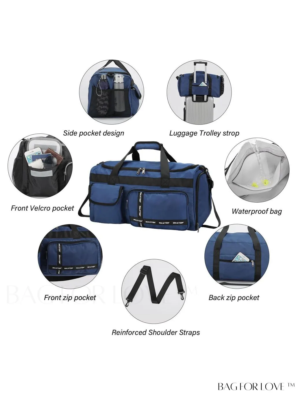 BagForLove - MAXTOP Womens Travel Duffle Bag: Stylish Weekender Tote with Large Capacity and Shoe Compartment