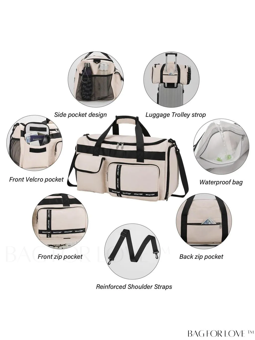 BagForLove - MAXTOP Womens Travel Duffle Bag: Stylish Weekender Tote with Large Capacity and Shoe Compartment