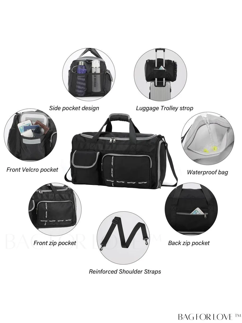BagForLove - MAXTOP Womens Travel Duffle Bag: Stylish Weekender Tote with Large Capacity and Shoe Compartment