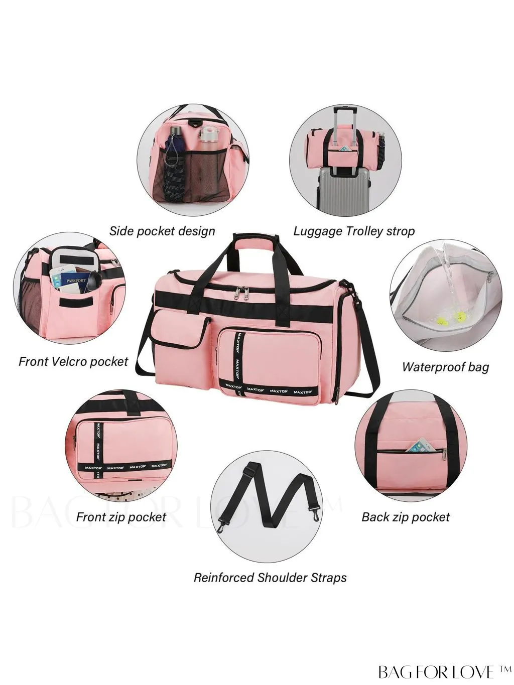 BagForLove - MAXTOP Womens Travel Duffle Bag: Stylish Weekender Tote with Large Capacity and Shoe Compartment
