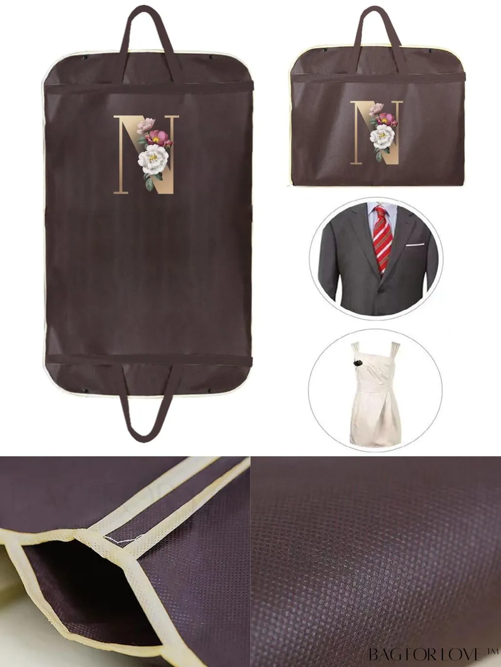 BagForLove - Personalized Gold Letter Print Wedding Dress Storage Bag - Travel-Ready Wardrobe Organizer