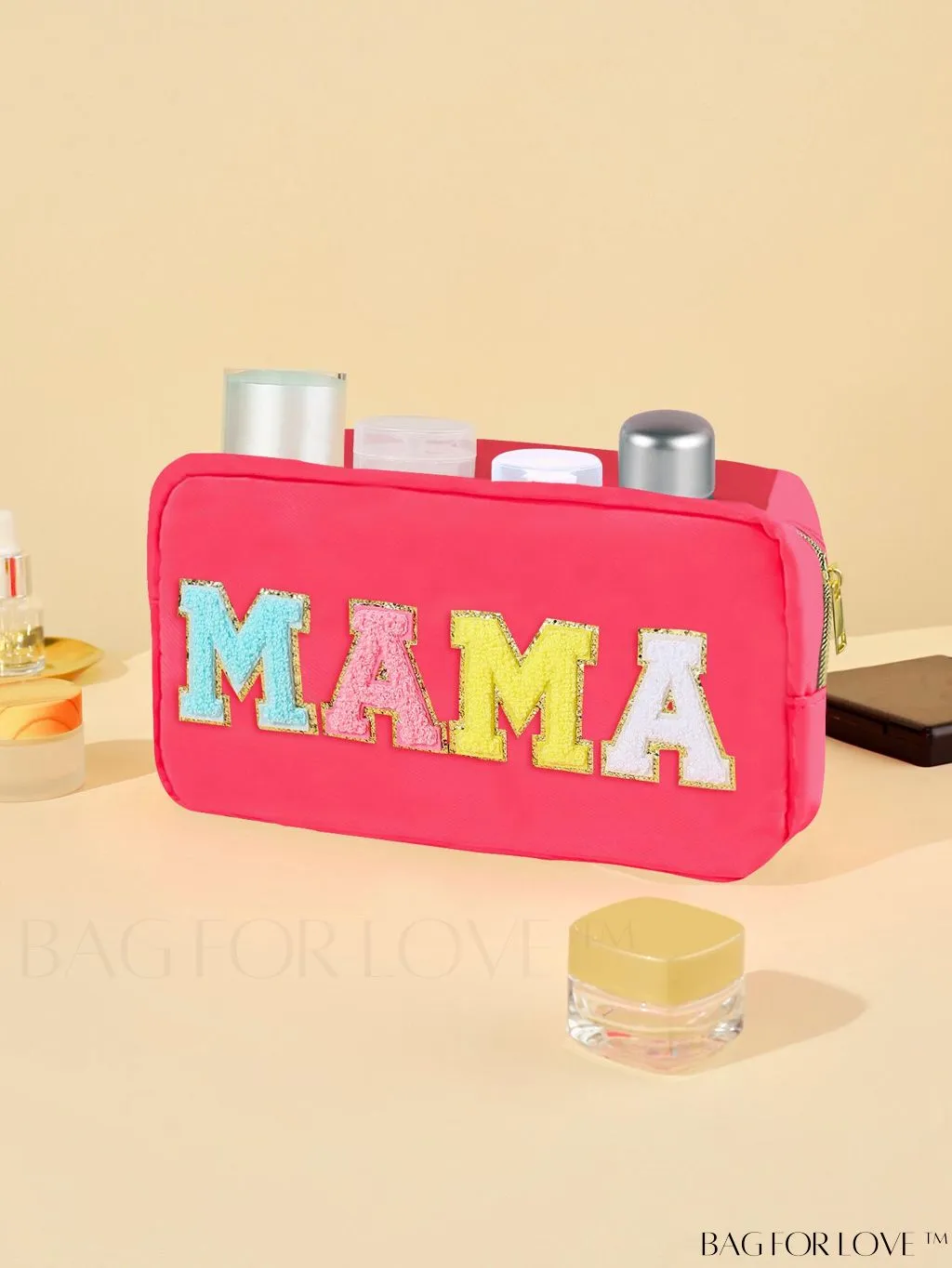 BagForLove - Portable Travel Makeup Bag with Letter Decor