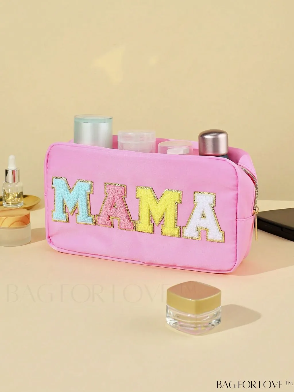 BagForLove - Portable Travel Makeup Bag with Letter Decor