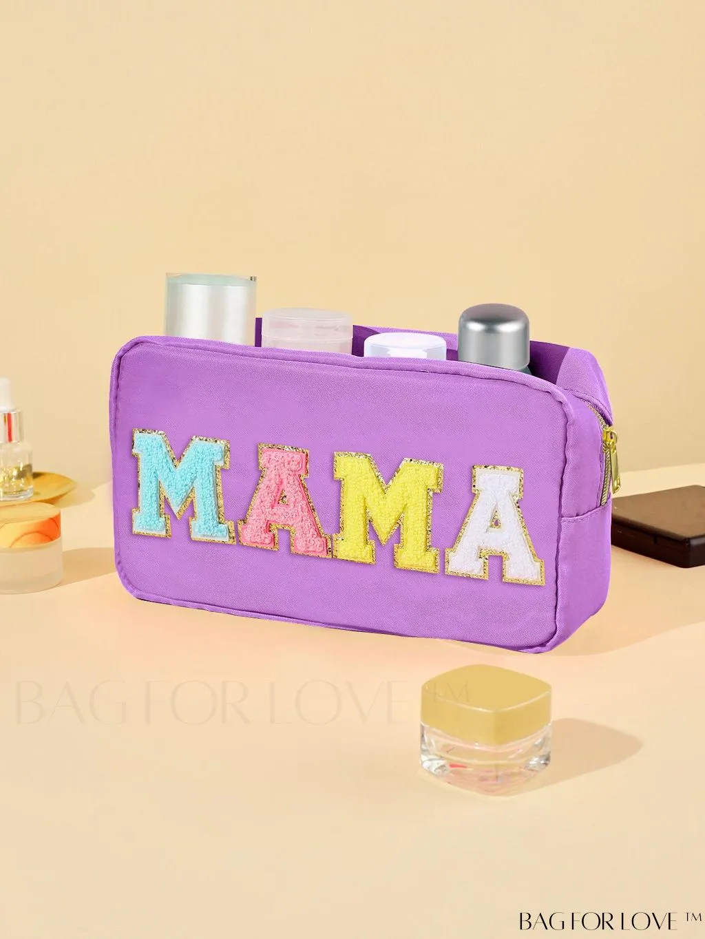 BagForLove - Portable Travel Makeup Bag with Letter Decor