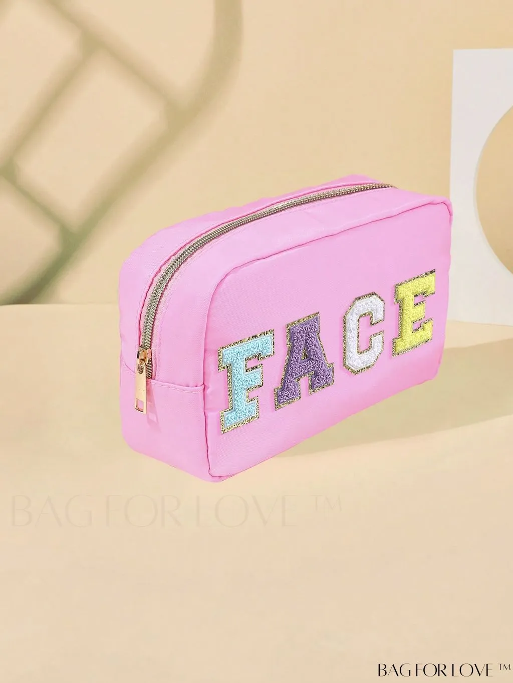BagForLove - Premium Purple Polyester Makeup Bag with Letter Patch Decoration