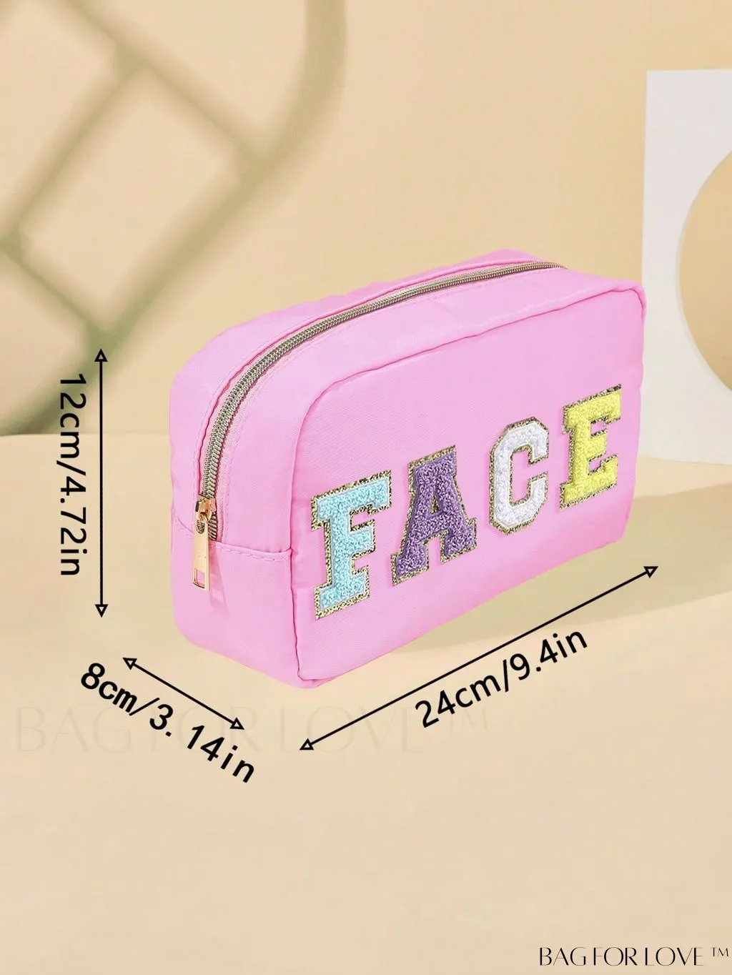 BagForLove - Premium Purple Polyester Makeup Bag with Letter Patch Decoration