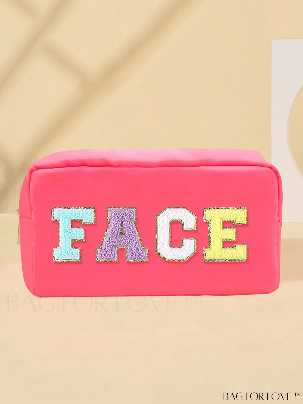 BagForLove - Premium Purple Polyester Makeup Bag with Letter Patch Decoration