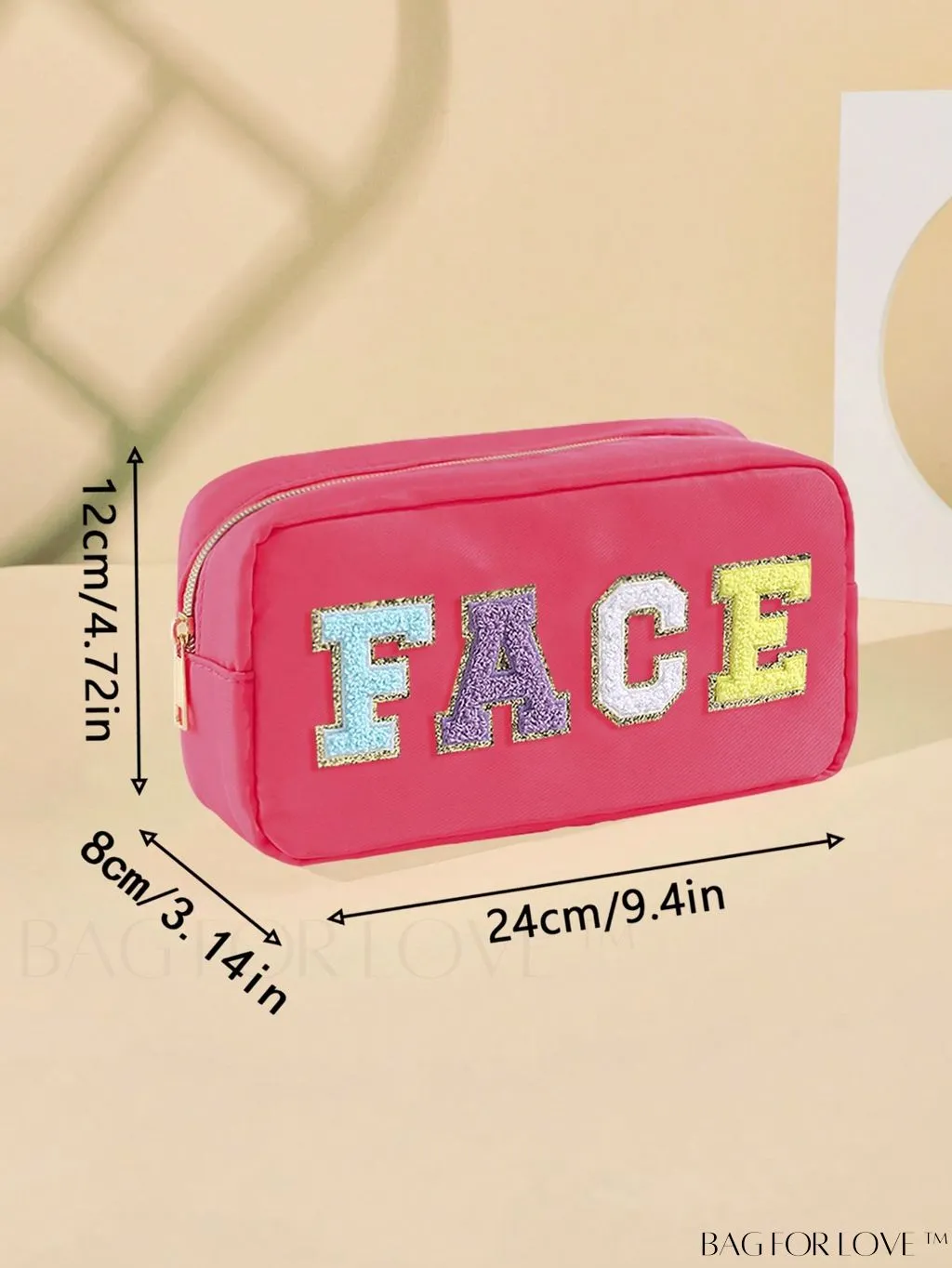 BagForLove - Premium Purple Polyester Makeup Bag with Letter Patch Decoration