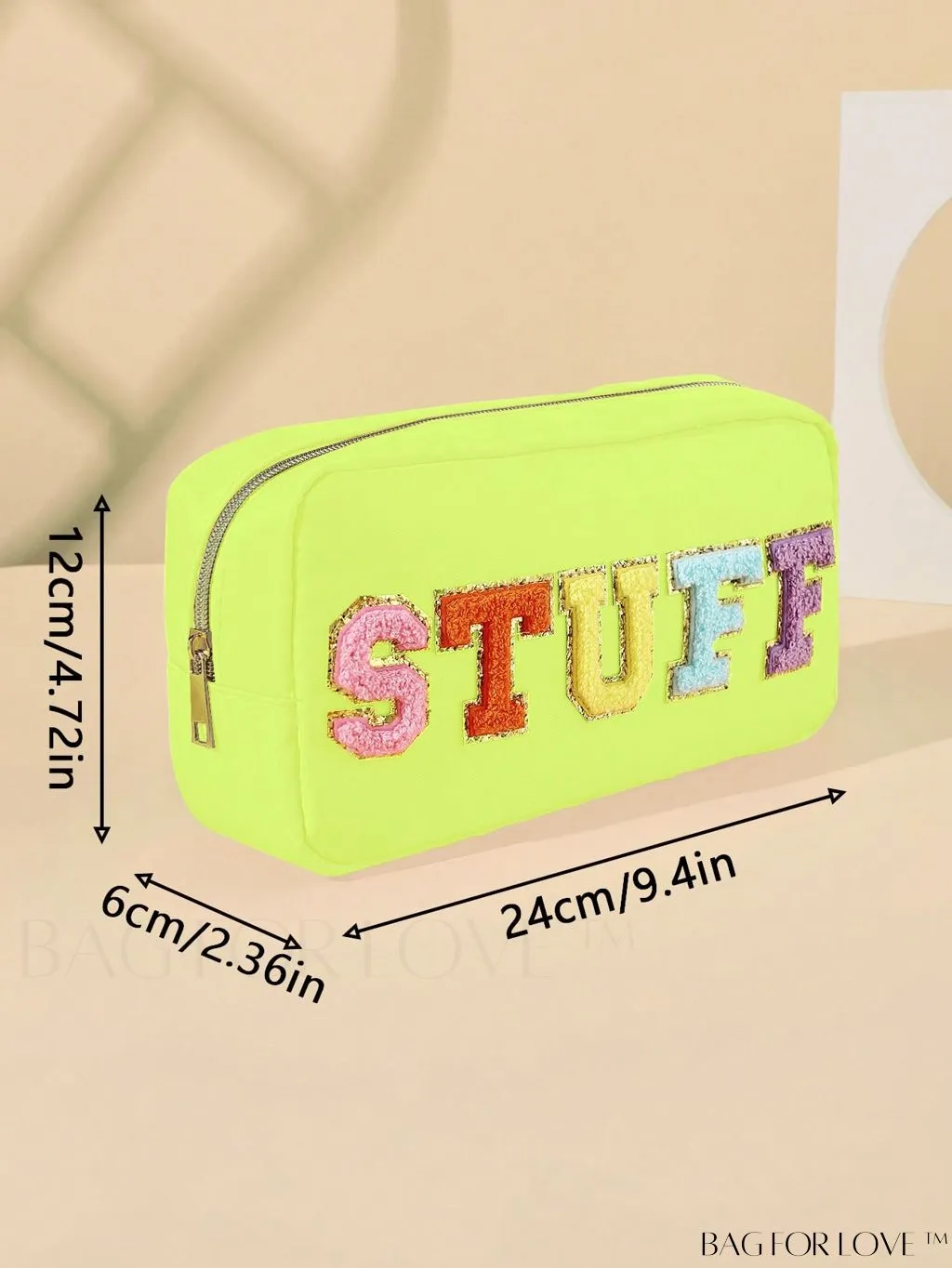 BagForLove - Premium Purple Polyester Makeup Bag with Letter Patch Decoration